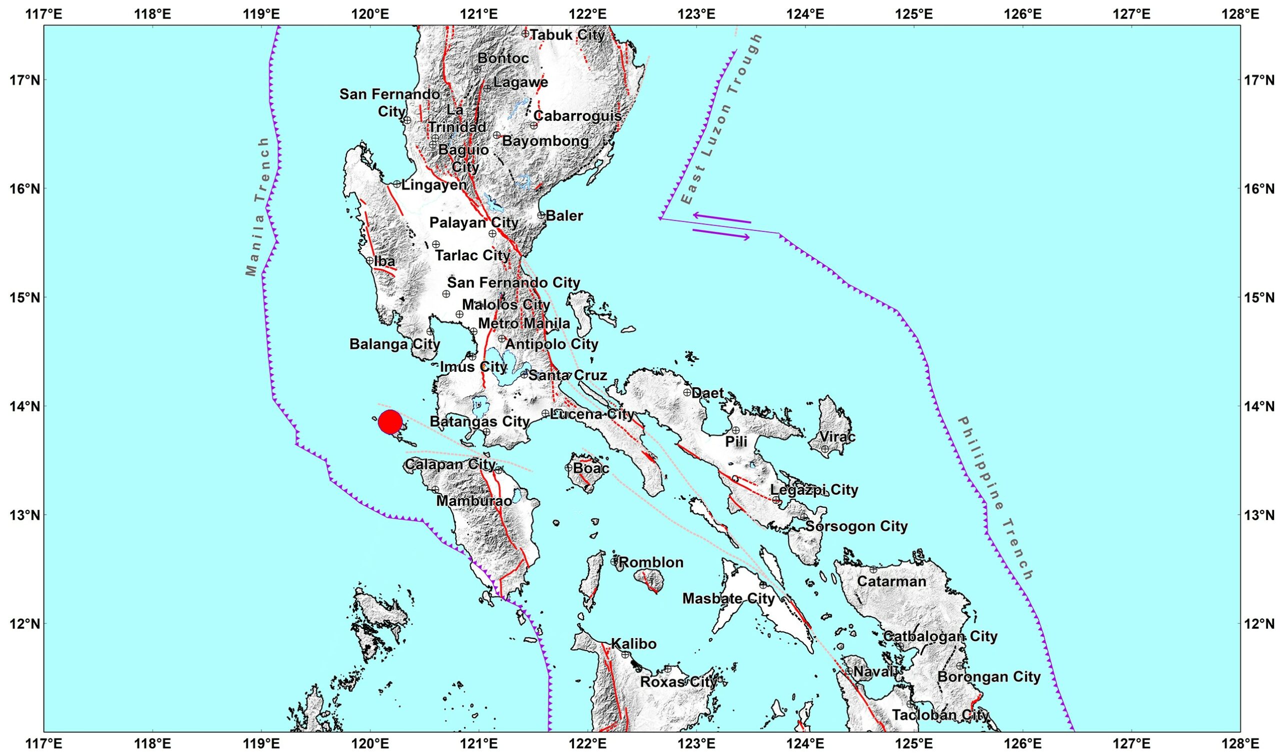 A magnitude 5.9 earthquake struck Lubang, Occidental Mindoro on Tuesday, December 5. Photo: Phivolcs